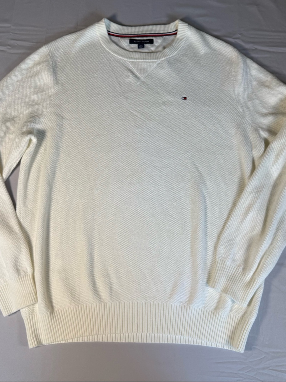 Tommy Hilfiger Men’s Cream Crewneck Sweater with Logo